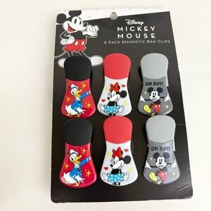 Mickey Mouse Minnie Mouse Donald Duck Set of 6  Magnetic Bag Clips New